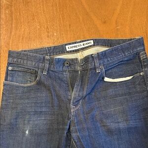 Express Men's Dark Blue Slim Fit, Straight Leg Jeans